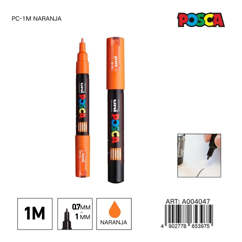Marcador POSCA 0.7mm-1mm PC-1M Naranja - Material de oficina
