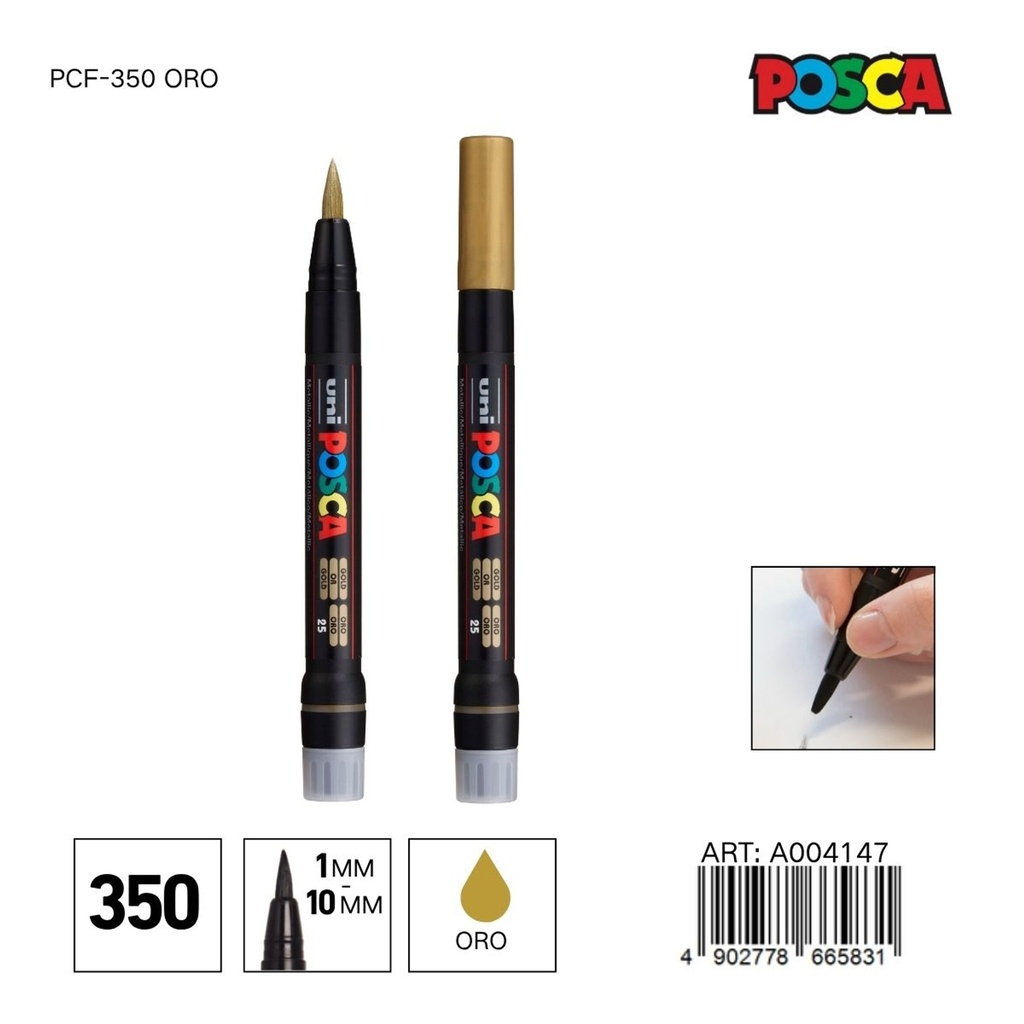 Marcador POSCA de punta suave 0.1mm-10mm PCF-350 Oro - Material de oficina