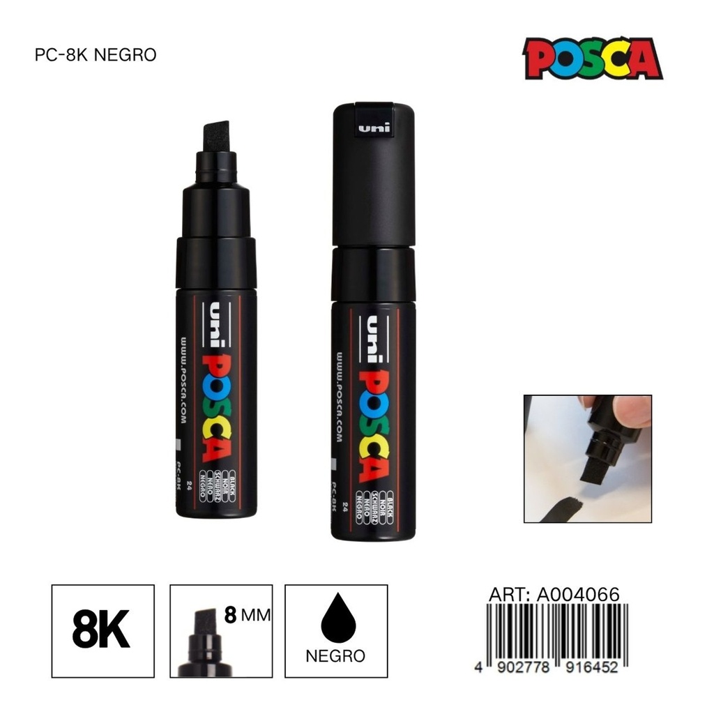Marcador POSCA 8mm PC-8K Negro - Material de oficina