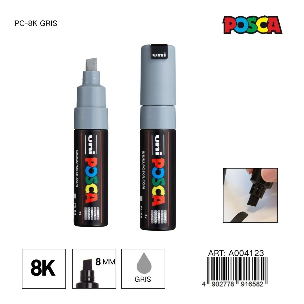 Marcador POSCA 8mm PC-8K Gris - Material de oficina