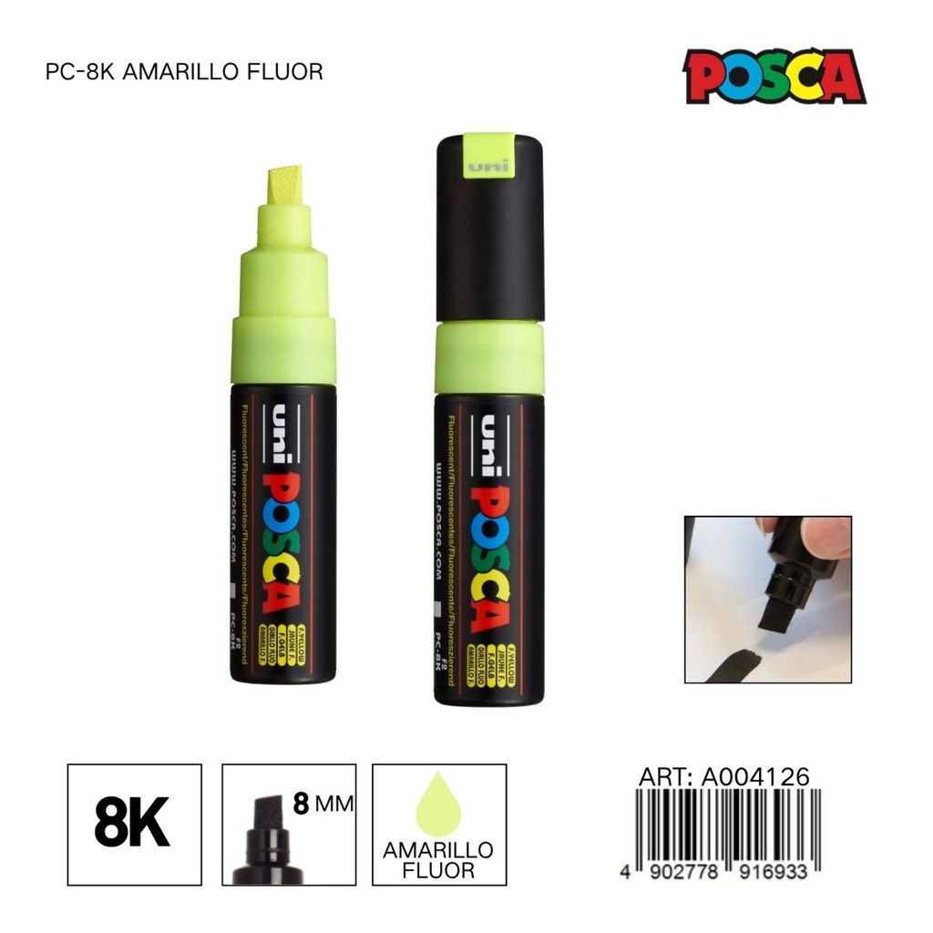 Marcador POSCA 8mm PC-8K Amarillo Fluorescente - Material de oficina