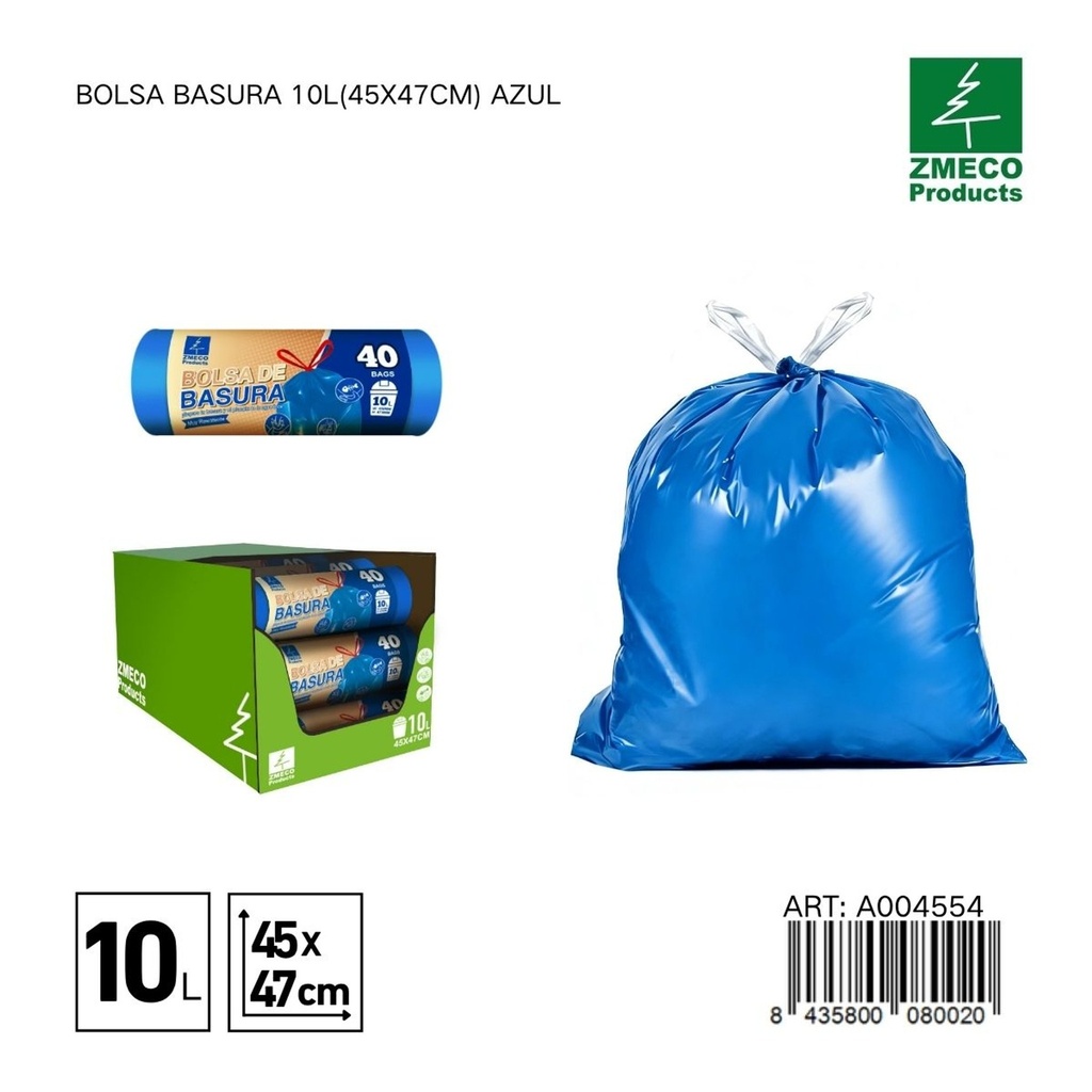 Bolsa de basura 10L (45x47cm) azul - Productos desechables para el hogar