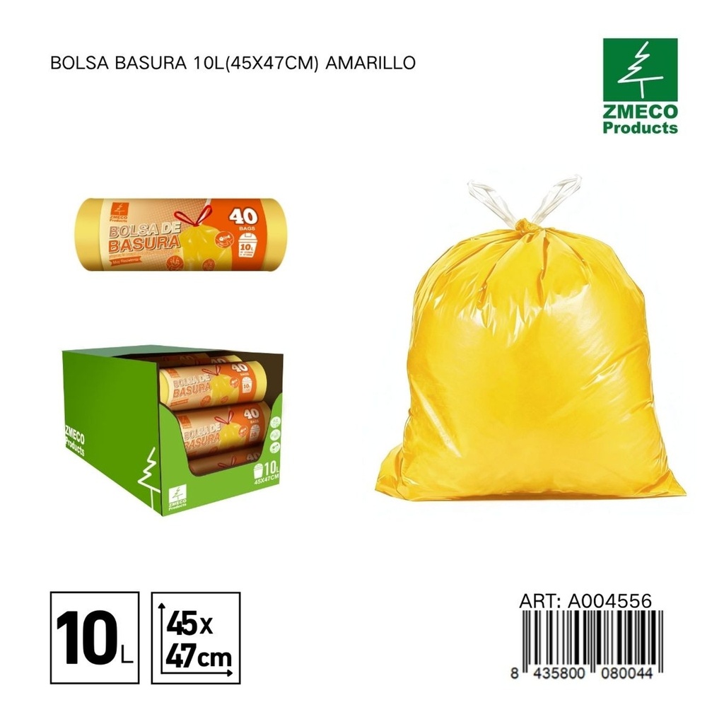 Bolsa de basura 10L (45x47cm) amarillo - Productos desechables para el hogar