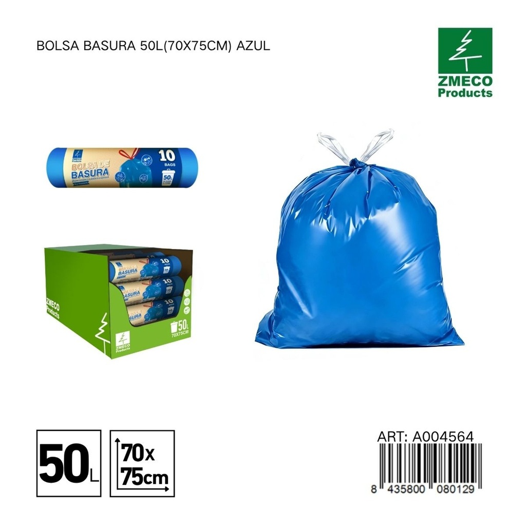 Bolsa de basura 50L (70x75cm) azul - Productos desechables para el hogar
