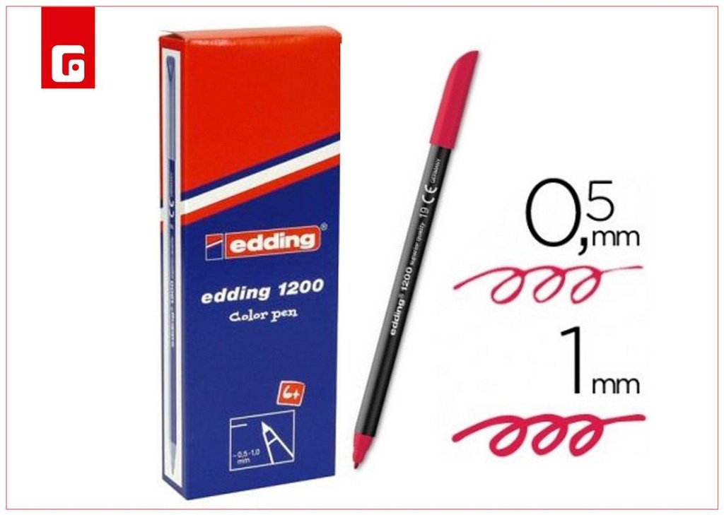 Rotulador punta fina 1200-19 rojo carmín para escritura y dibujo
