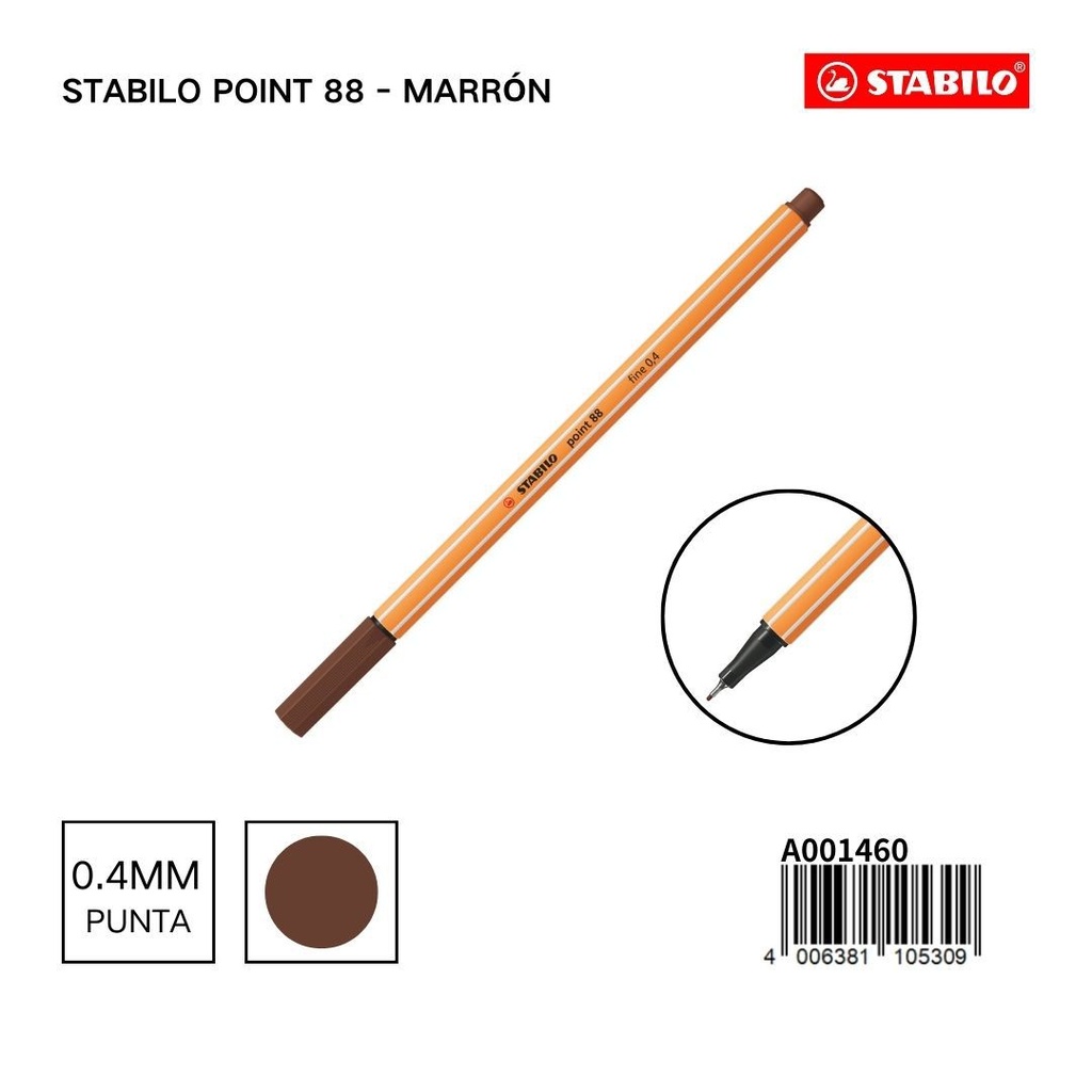 Bolígrafo delgado STABILO point 88 marrón - Herramientas de dibujo