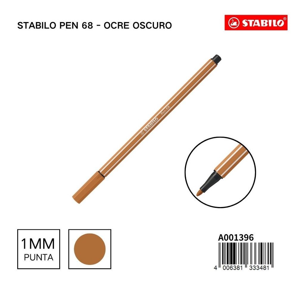 Rotulador STABILO 68 1mm ocre oscuro - Materiales escolares