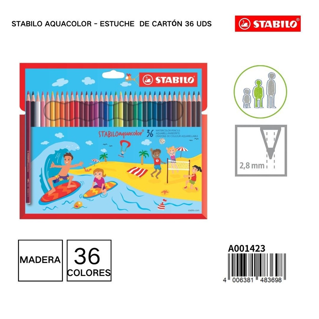 Estuche de lápices de colores acuarelables Stabilo 36 uds