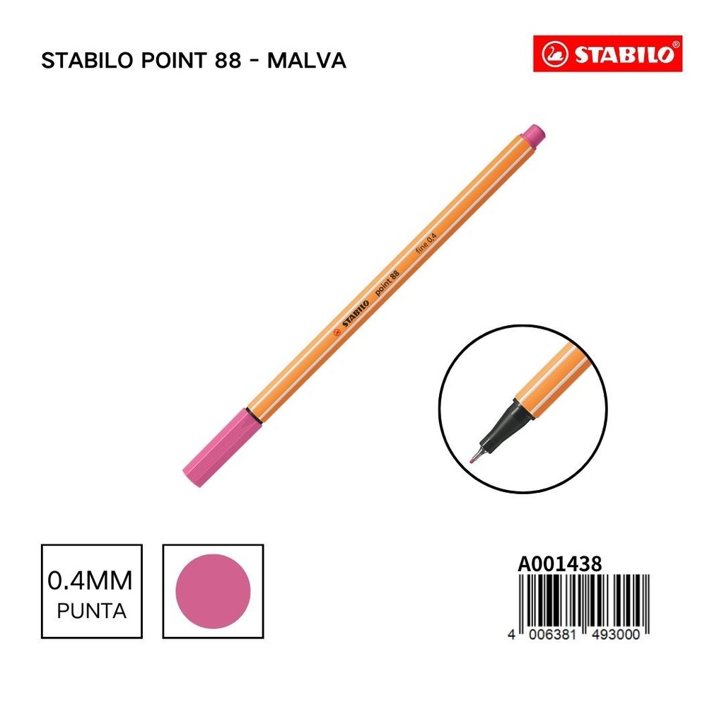 Bolígrafo delgado STABILO point 88 malva - Utensilios de escritura únicos