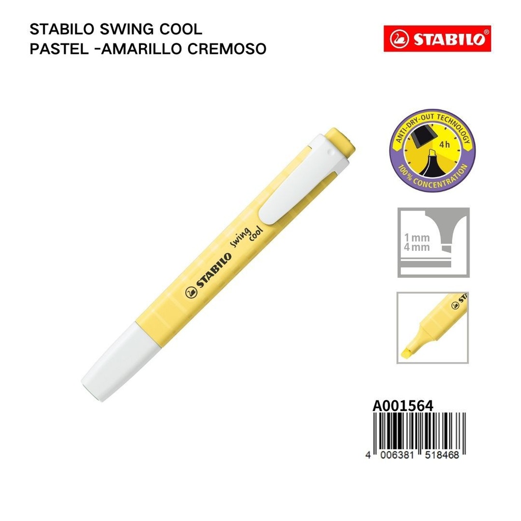 Stabilo swing cool pastel marcador 1/4mm amarillo cremoso para escritura