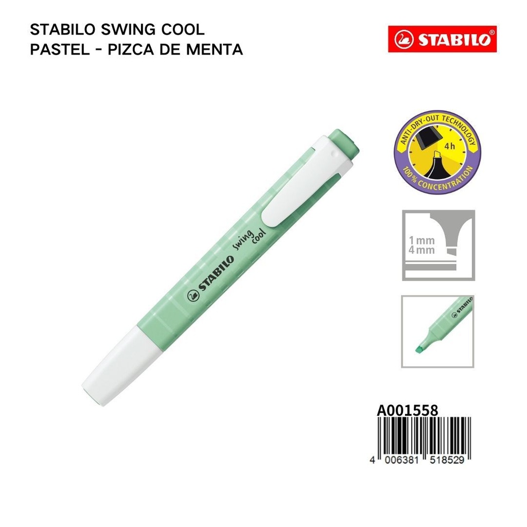 Subrayador STABILO macaron 1/4 mm verde menta - Materiales escolares