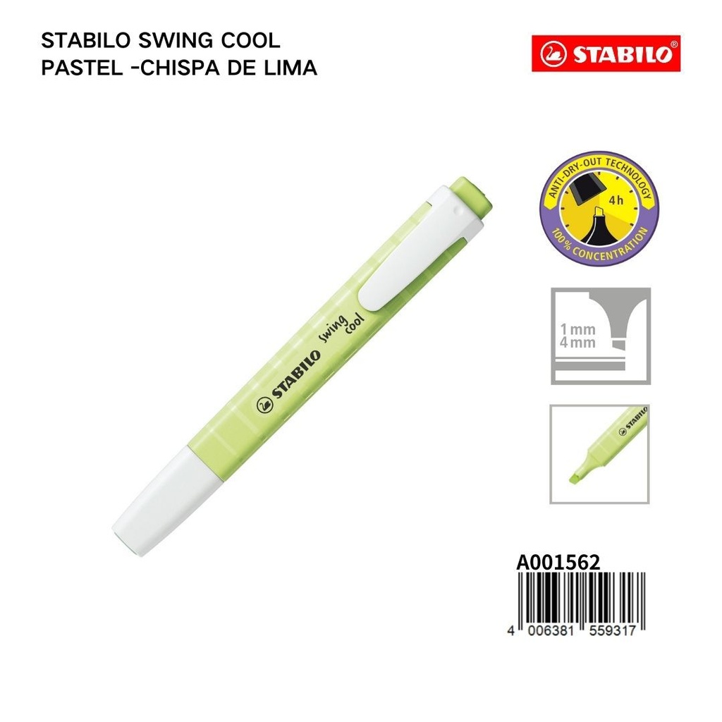 Rotulador Stabilo swing cool pastel color verde lima para escritura y dibujo