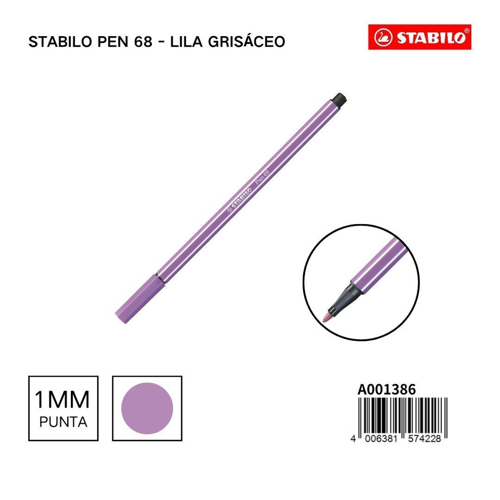 Rotulador STABILO 68 1mm lila grisáceo - Materiales escolares
