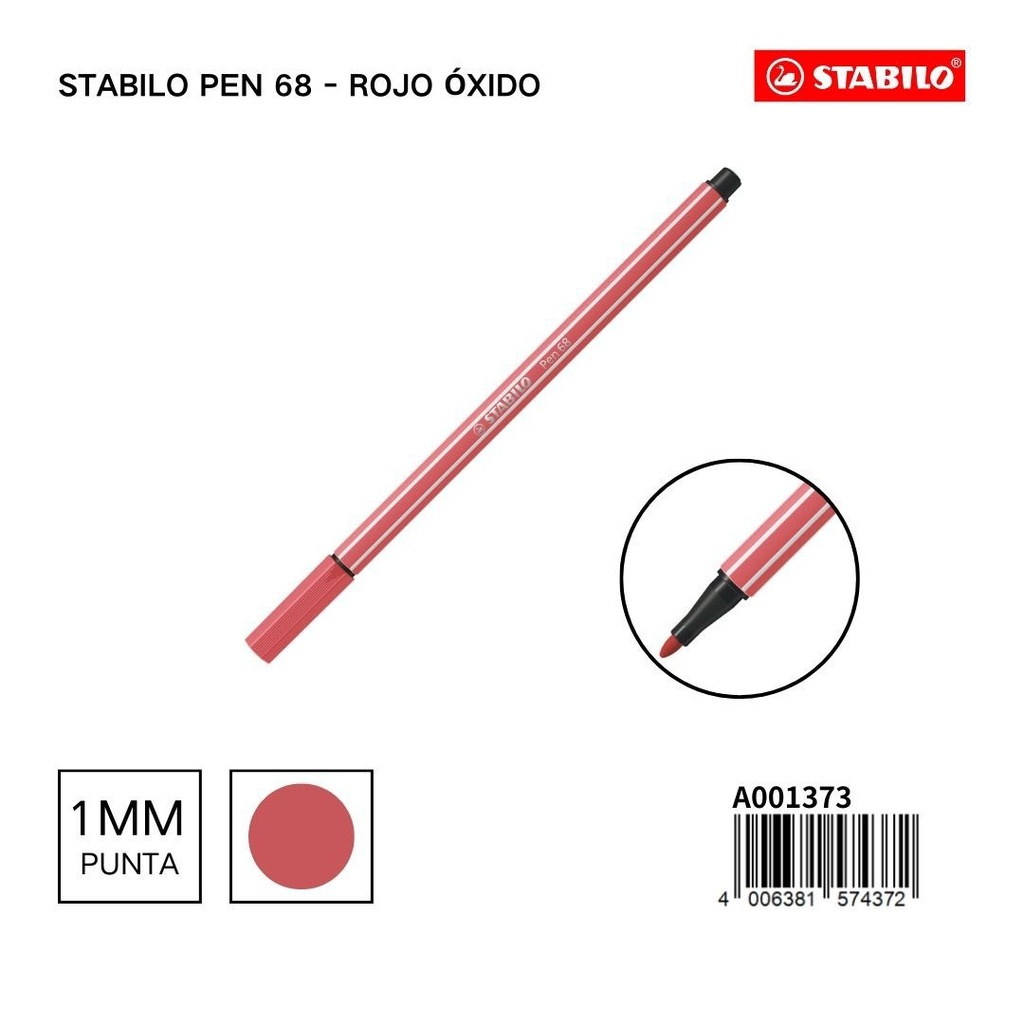 Rotulador STABILO 68 1mm rojo óxido - Materiales escolares