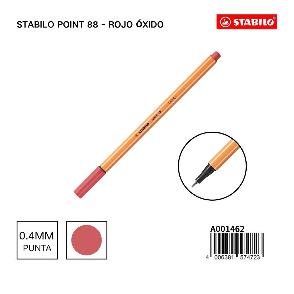 Rotulador estabilo 88 de punta fina 0.4mm rojo óxido - Marca de papelería