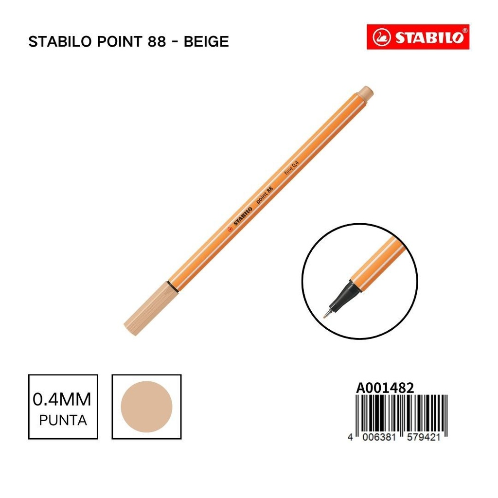 Bolígrafo delgado STABILO point 88 beige - Artículos de escritura