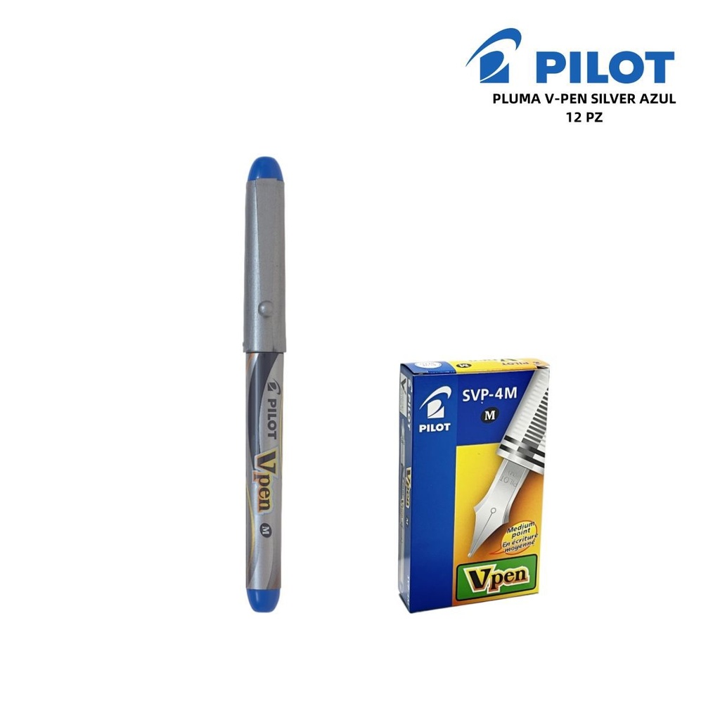 Pluma V-Pen silver azul - Papelería PILOT