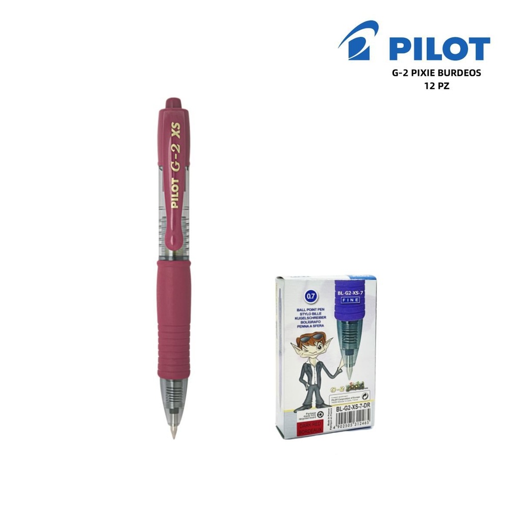 Bolígrafo Pilot 0.7mm burdeos G-2 Pixie - Papelería de marca
