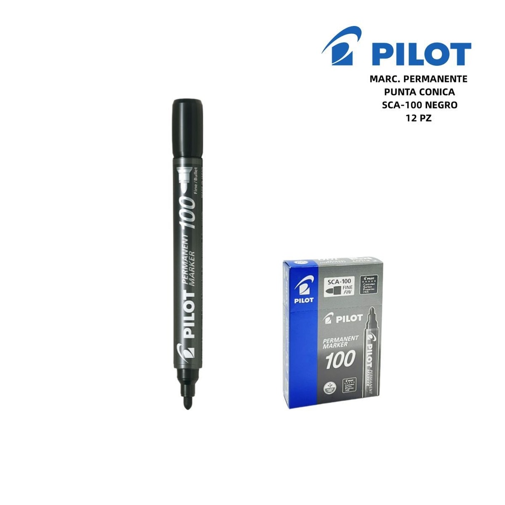 Marcador permanente punta cónica negro Pilot SCA-100