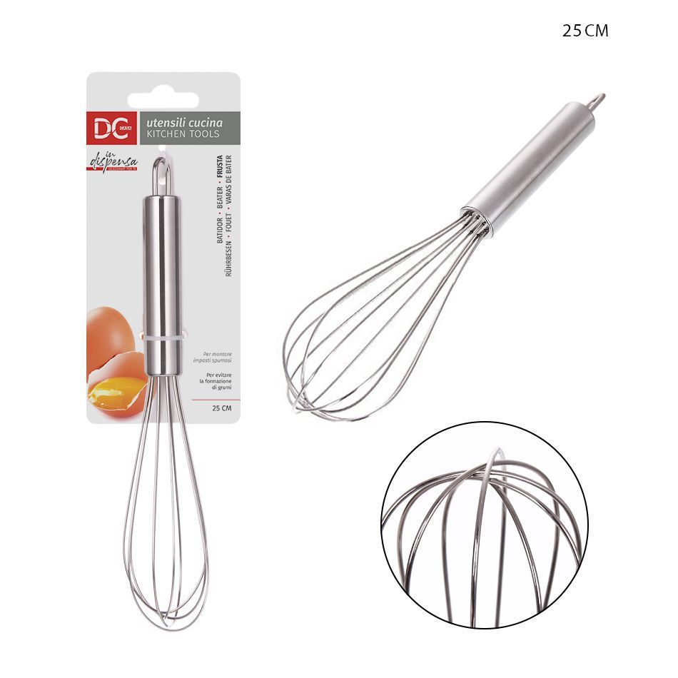 Batidor de acero inoxidable grueso 25 cm - Utensilios de cocina y repostería