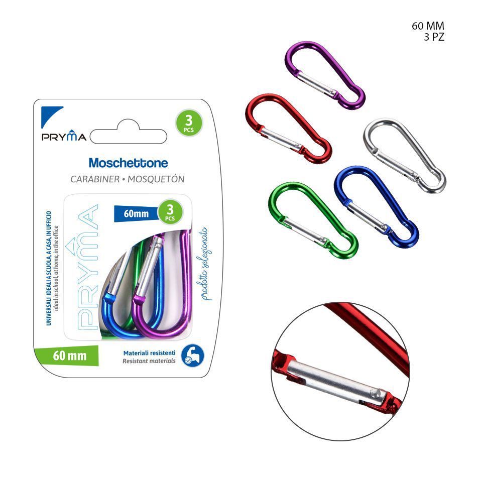 Mosquetón 6cm 3 unidades - Accesorios pequeños