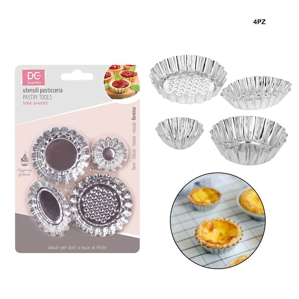 Moldes para tarta de huevo 4 piezas 4.4-7-7.5-7.5X4.5CM - Utensilios de repostería