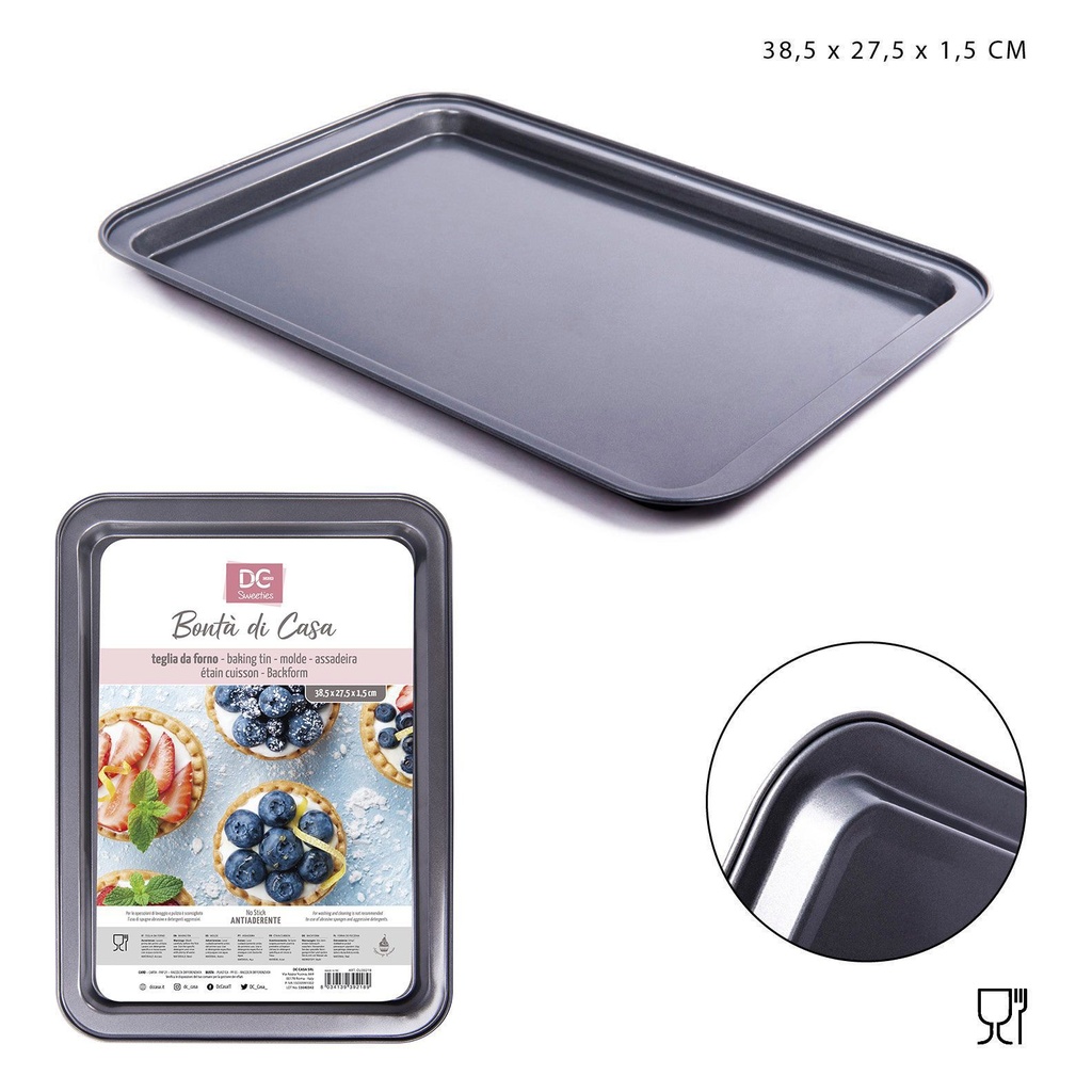 Bandeja rect poco profunda horno 38.5x27.5x1.5cm - Utensilios de cocina 