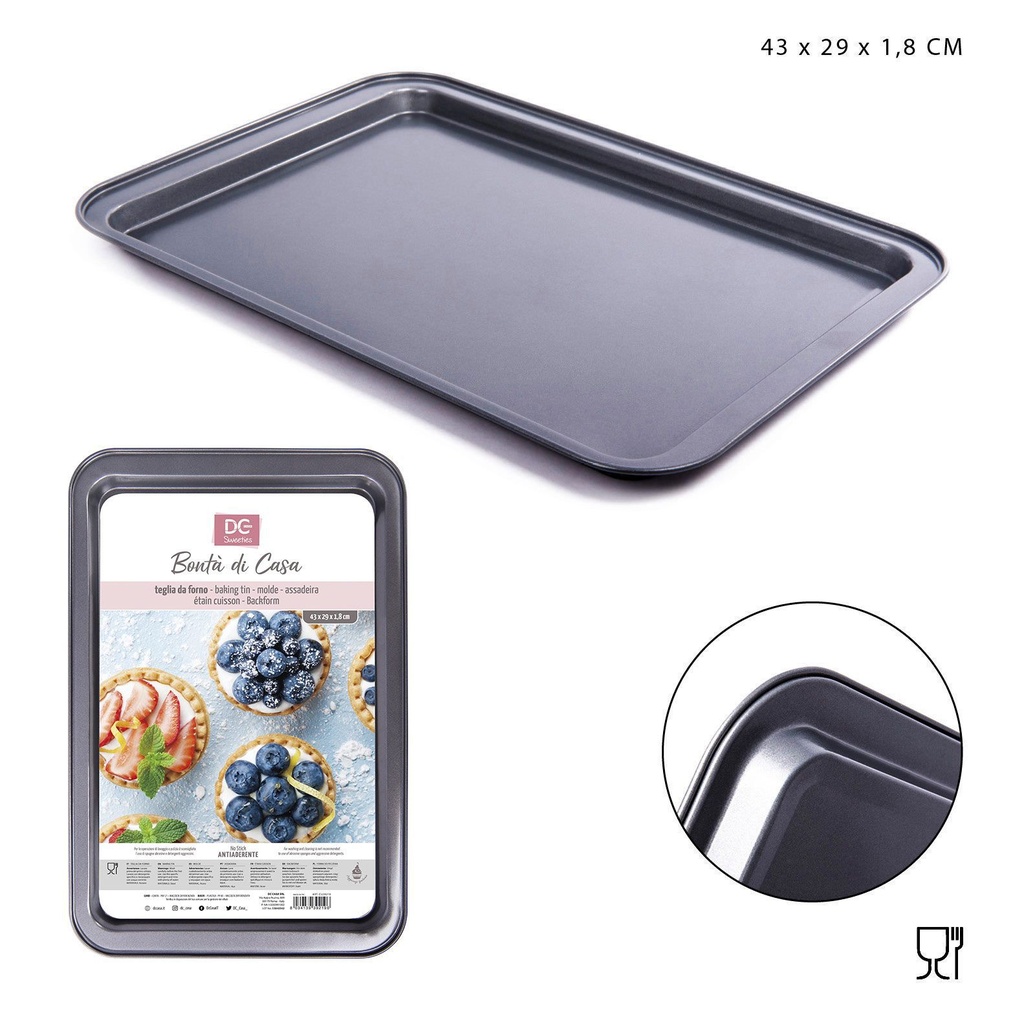 Bandeja rectangular poco profunda para hornear 43x29x1.8 cm - Utensilios de cocina