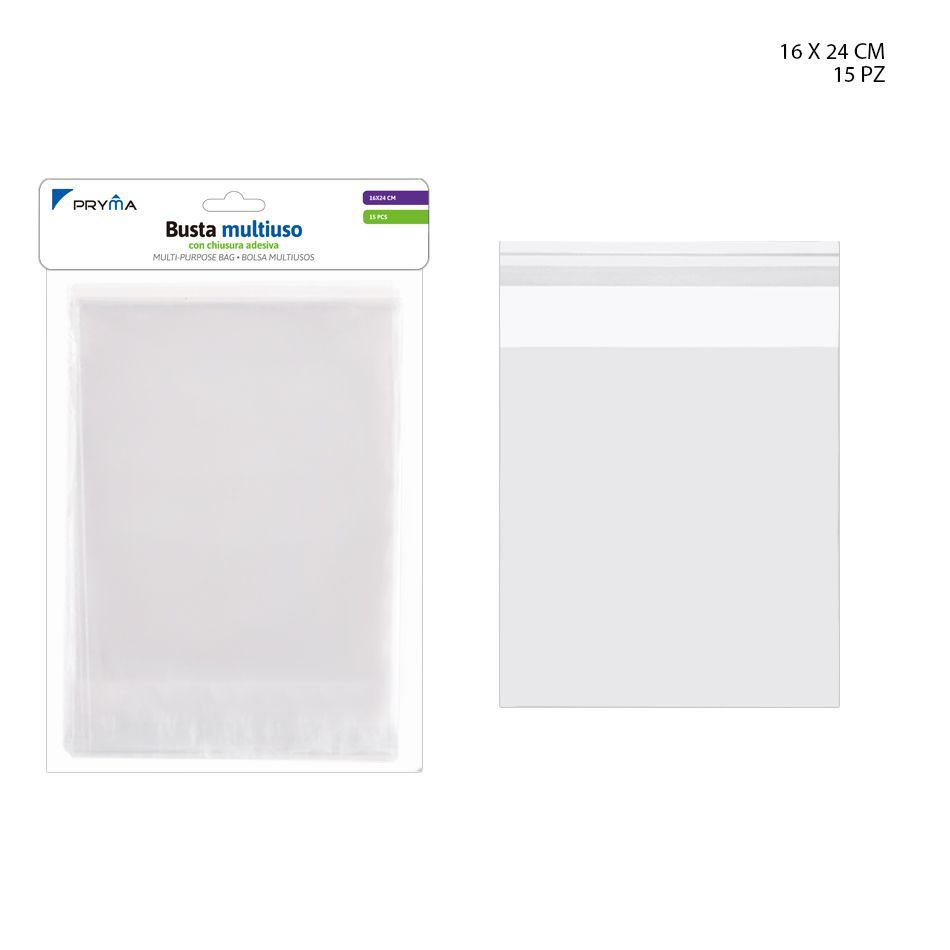 Bolsa multiuso con cierre adhesivo 16x24cm 15pz para oficina