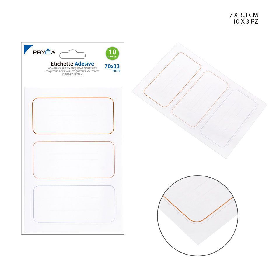 Etiqueta adhesiva rectangular 7x3.3 cm 10 pcs - Papelería y etiquetas