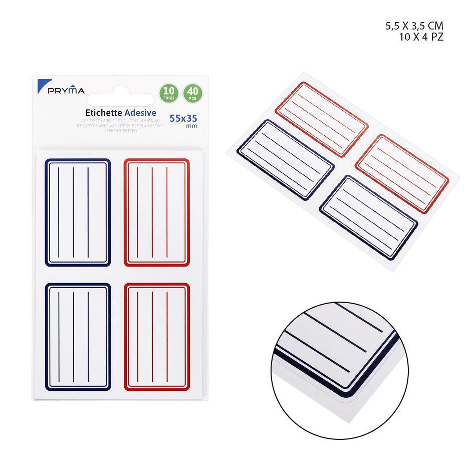 Etiqueta adhesiva rectangular 5.5x3.5 cm 4 pcs - Papelería y etiquetas