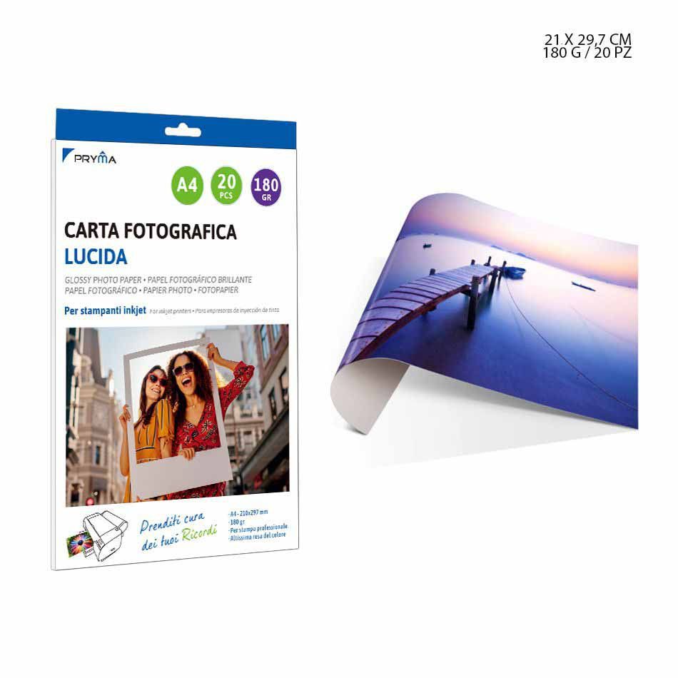 Papel fotográfico brillante A4 180 g 20 hojas - Materiales de oficina