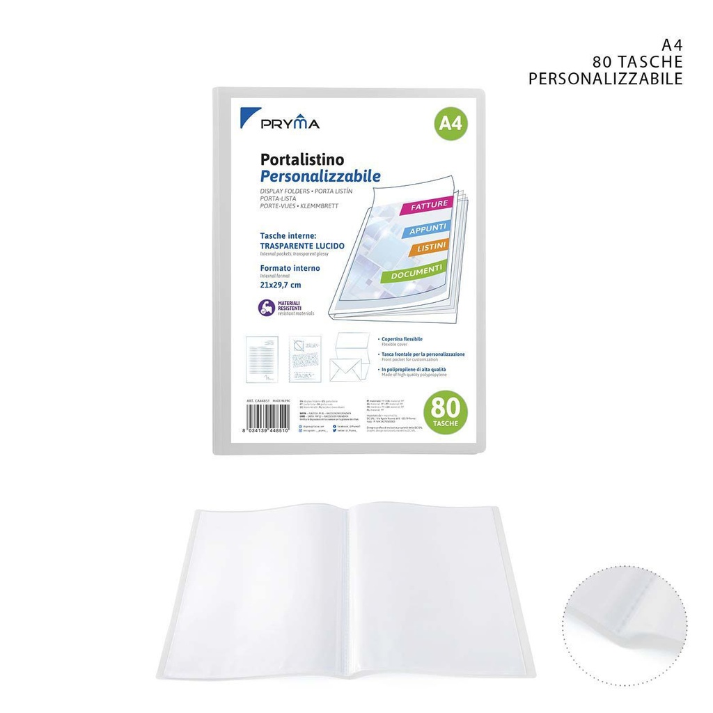 Carpeta flexible con portada reemplazable A4 80 páginas para archivo y oficina
