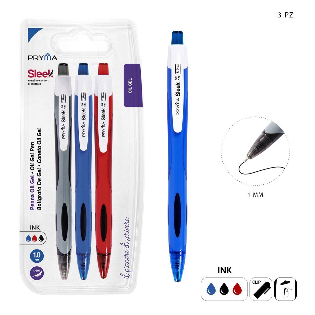 Bolígrafo de clic de gel 1MM 3 piezas - Herramientas de escritura