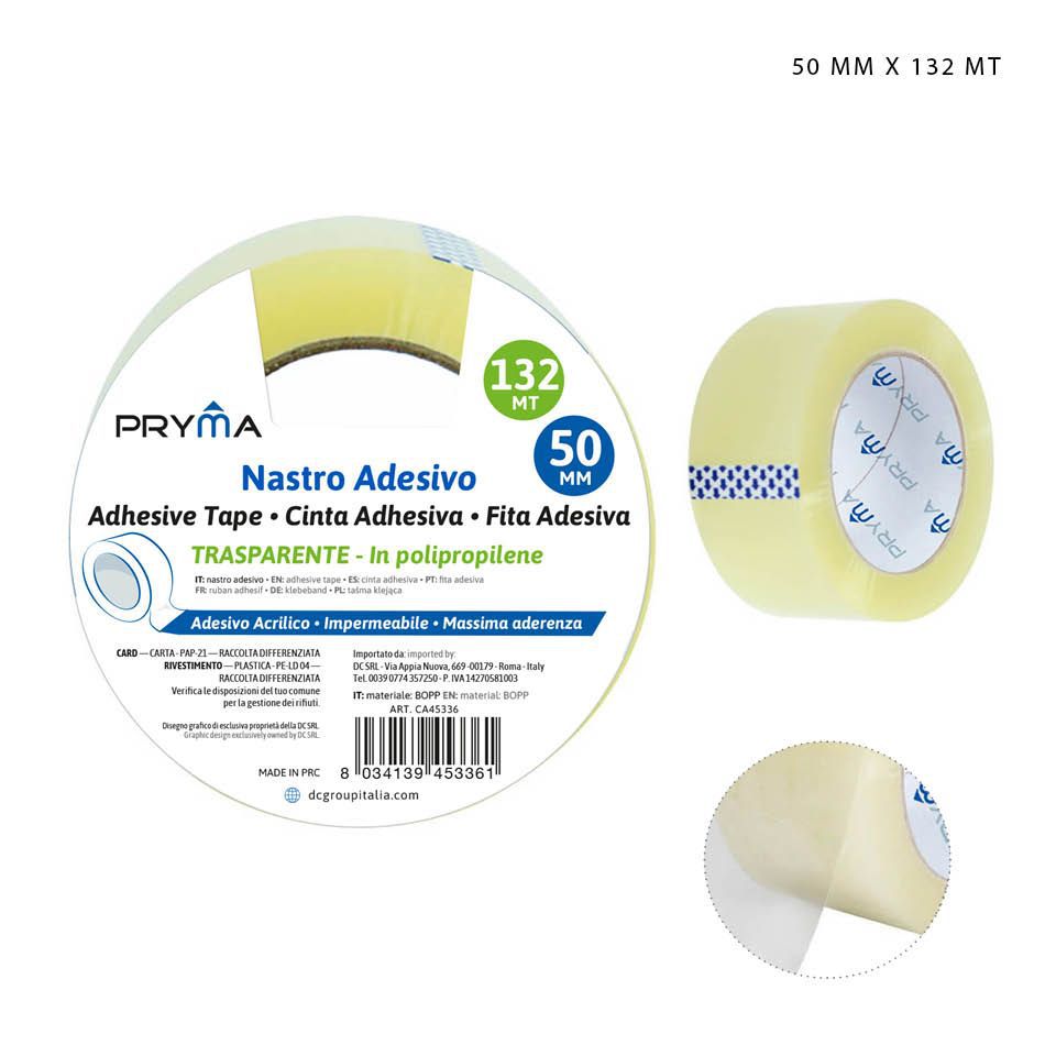 Cinta adhesiva transparente 50 mm x 132 m - Cintas adhesivas