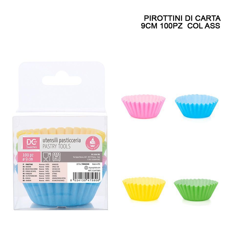 Moldes de papel para magdalenas 9CM 100PZ - Utensilios de repostería