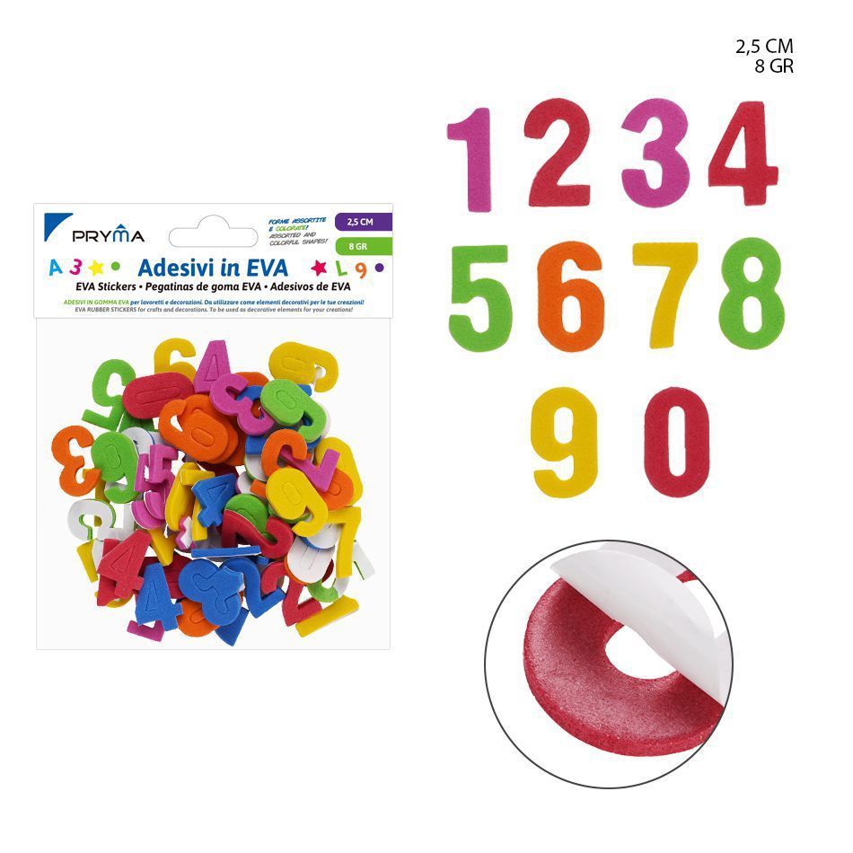  stickers numéricos de EVA, 2.5 cm - Artículos para manualidades