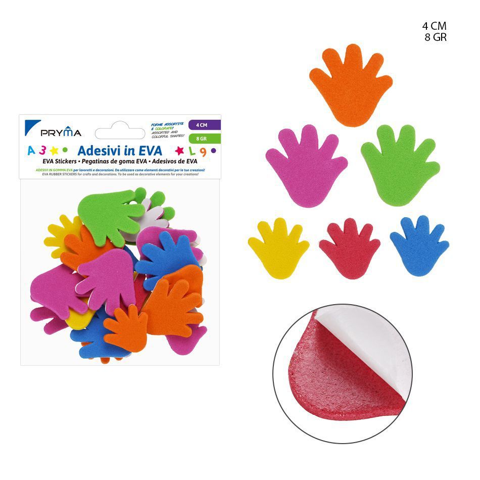  stickers de EVA en forma de mano, 4 cm - Artículos para manualidades