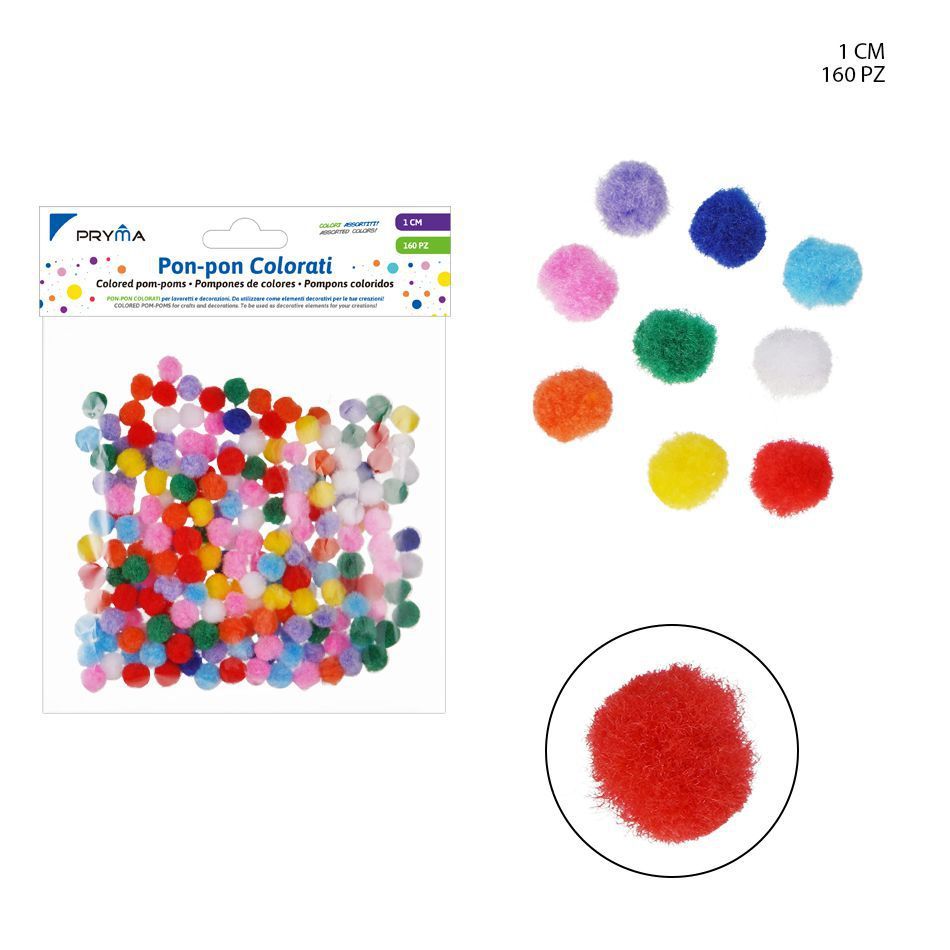 Pompon de colores N.1 160 pcs - Arte y accesorios