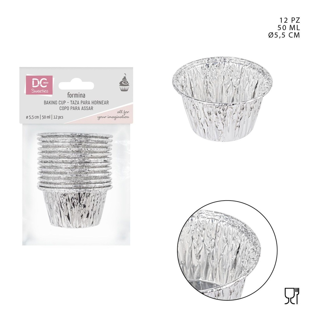 Molde de aluminio 5.5CM 50ML 12PZ - Utensilios de repostería
