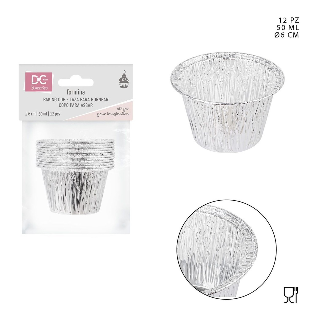 Molde de aluminio 6CM 50ML 12PZ - Utensilios de repostería