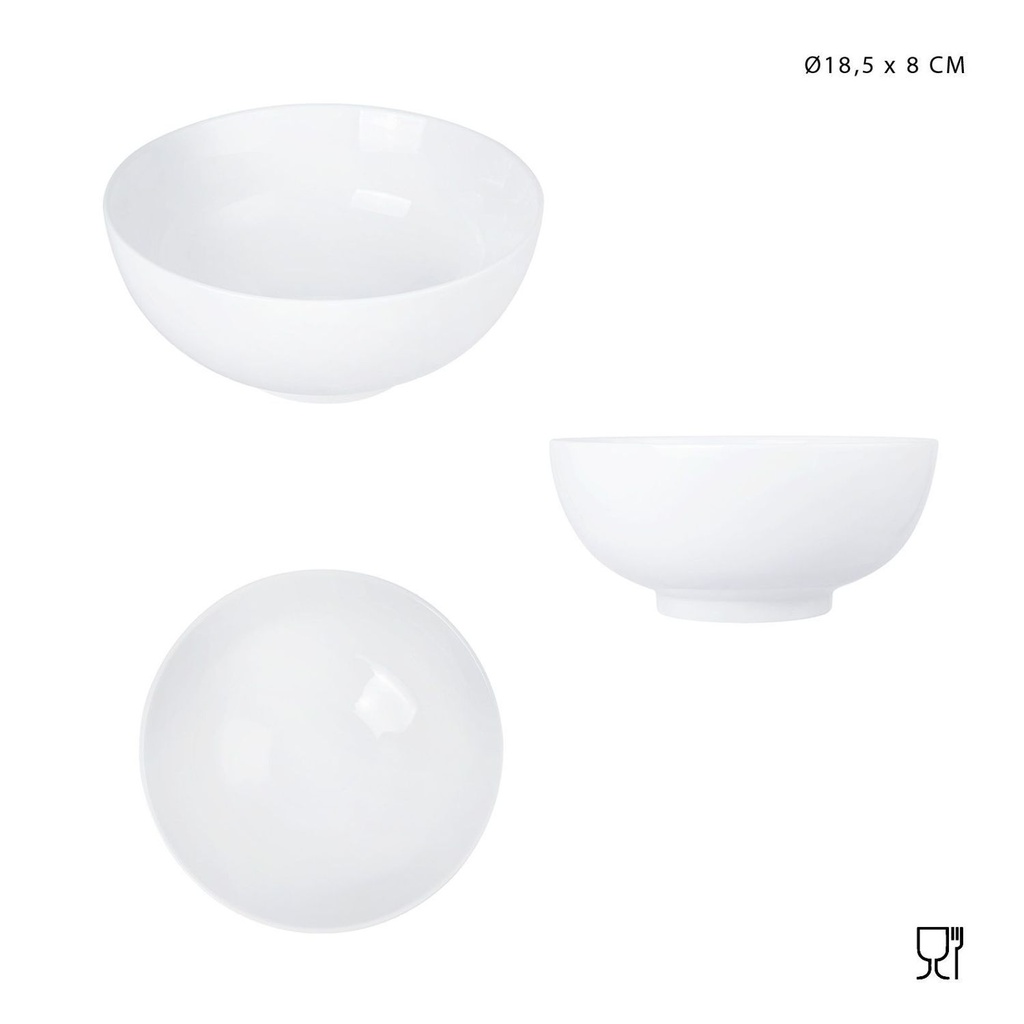Cuenco de porcelana D18.5xH8 cm blanco - Utensilios de cocina