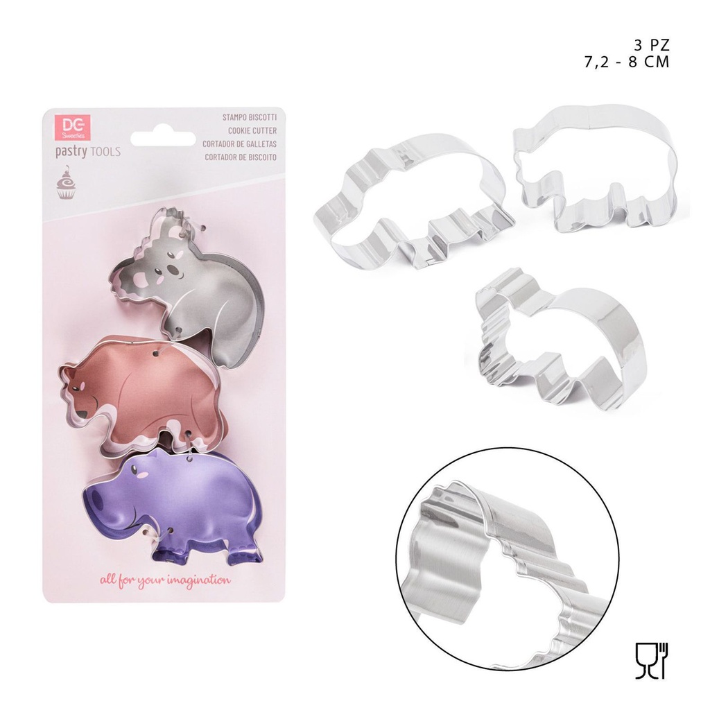 Set molde de animales 7.2-8CM 3 piezas - Moldes para repostería