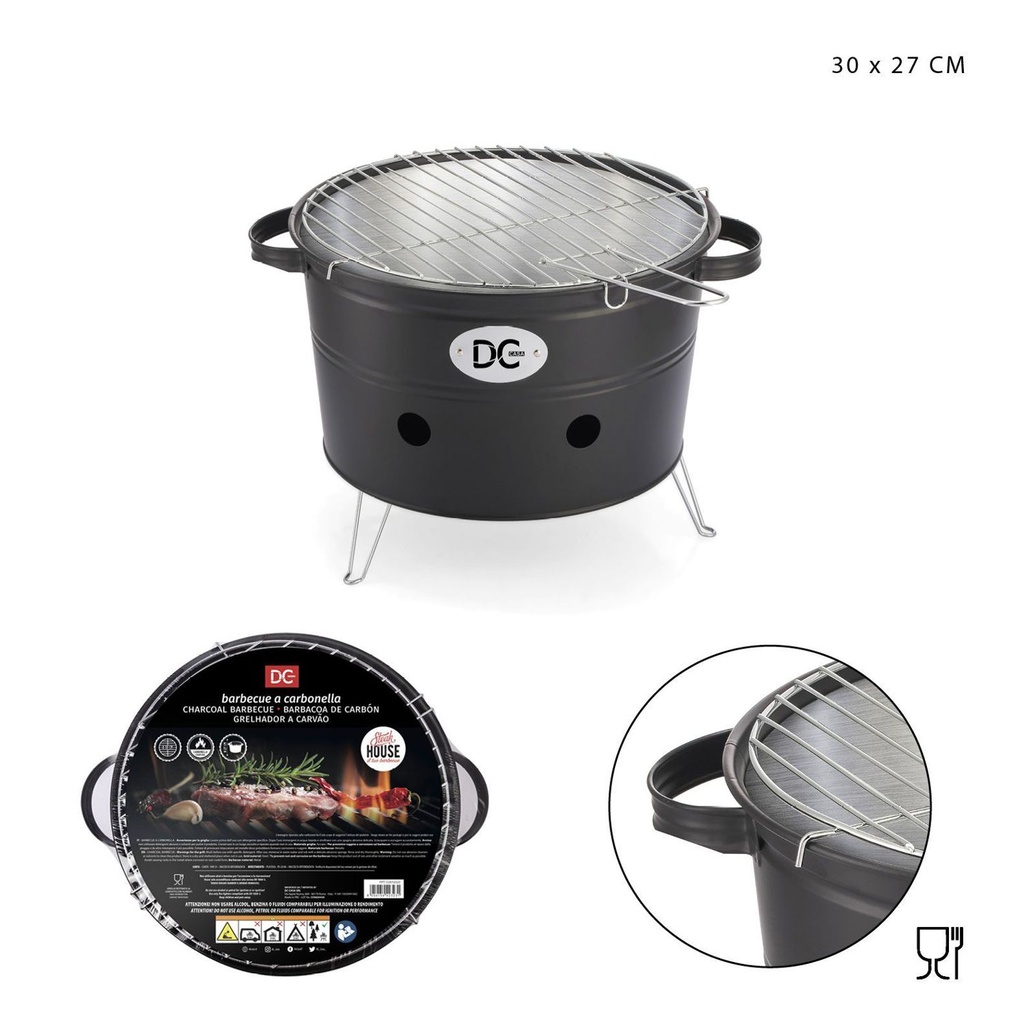 Barbacoa portátil redonda 30x27 cm - Equipamiento de camping