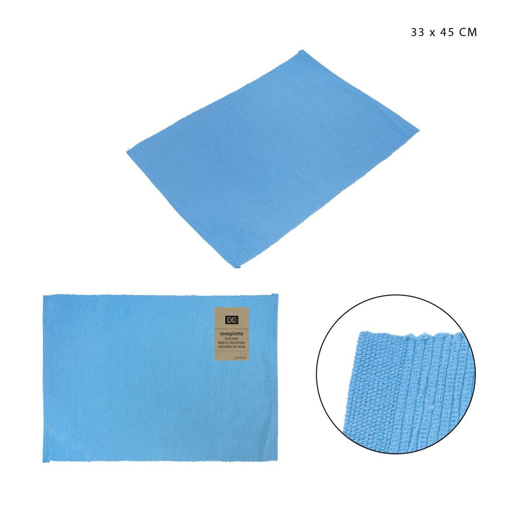 Salvamanteles de algodón azul cielo 33x45 cm - Accesorios de mesa y cocina