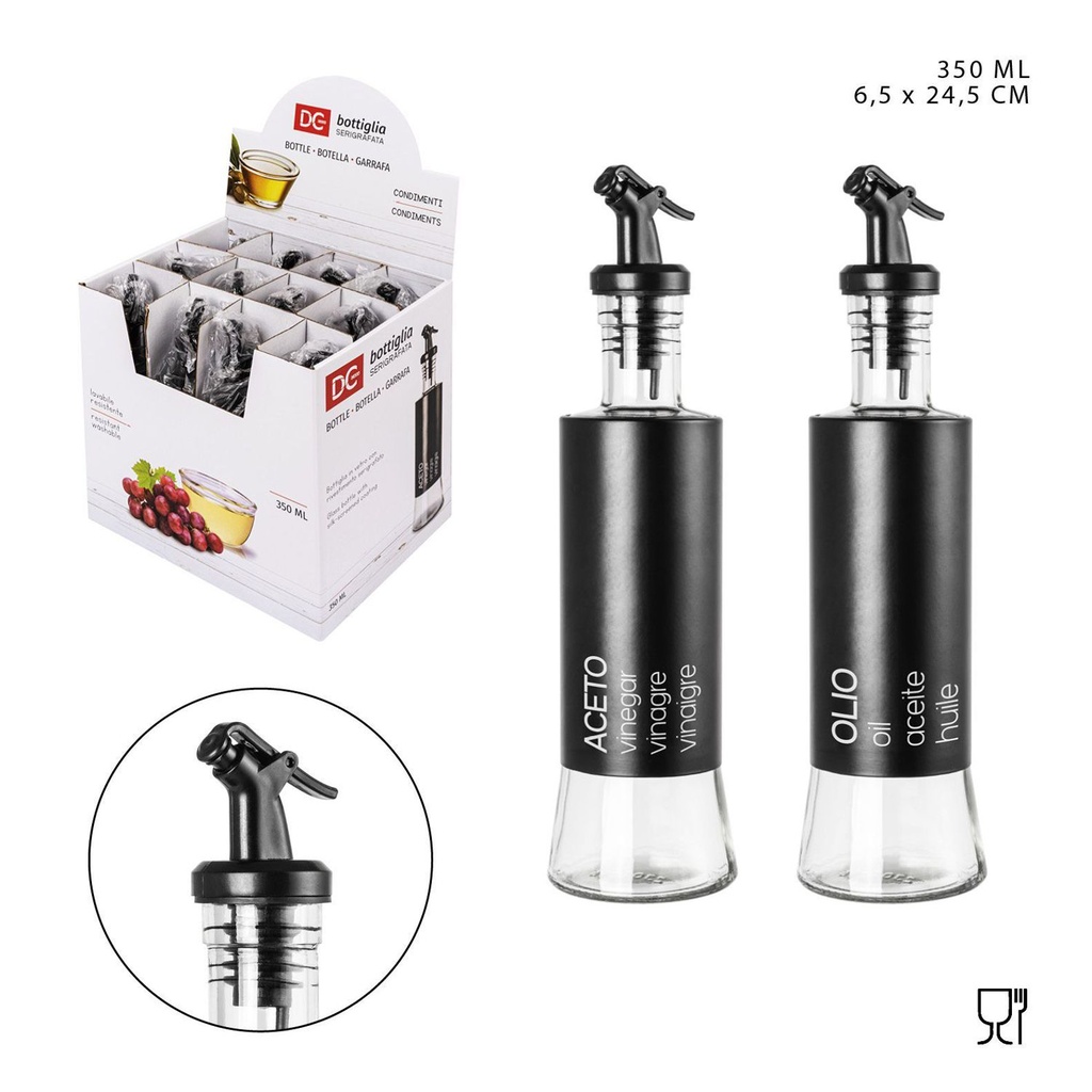 ACEITERO DE VIDRIO y ACERO 350ML - Utensilios de cocina