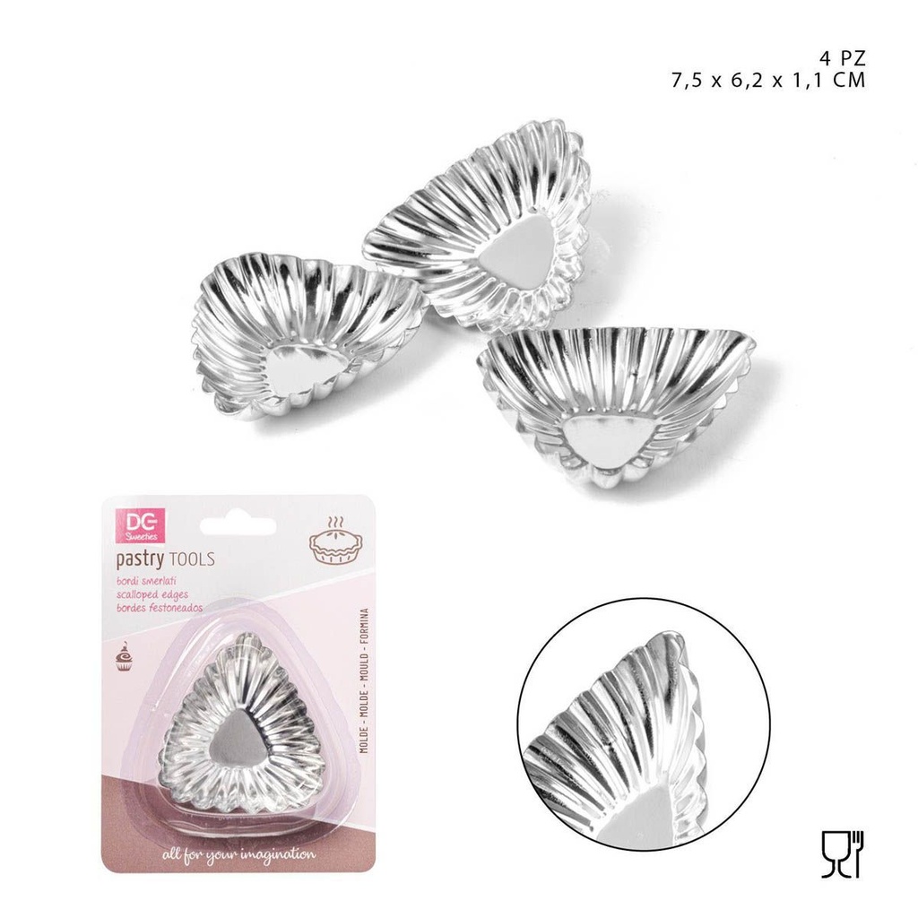 Molde de metal para magdalenas 7.5x6.2x1.1cm 4 piezas - Utensilios de repostería