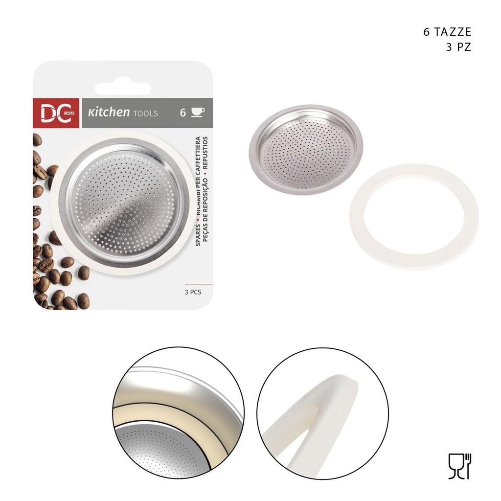 Filtro para cafetera de 6 tazas + juntas 2PZ - Accesorios de cocina