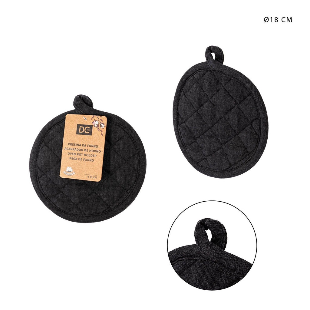 Agarrador de cocina redondo negro 18CM - Accesorios de cocina