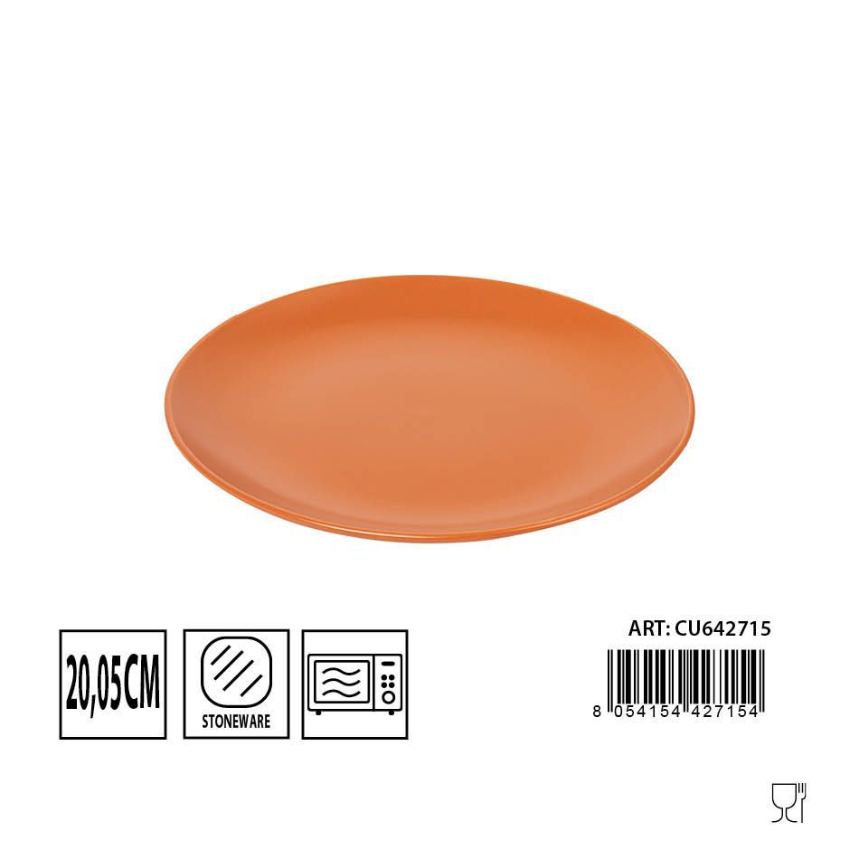 Plato de cerámica mate color caramelo 20.05cm para cocina y mesa